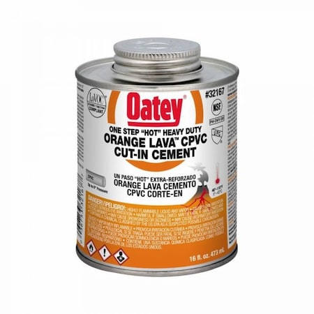 Lava CPVC CutIn Cement, Heavy Duty Hot, 32 Oz, Translucent Liquid, Orange